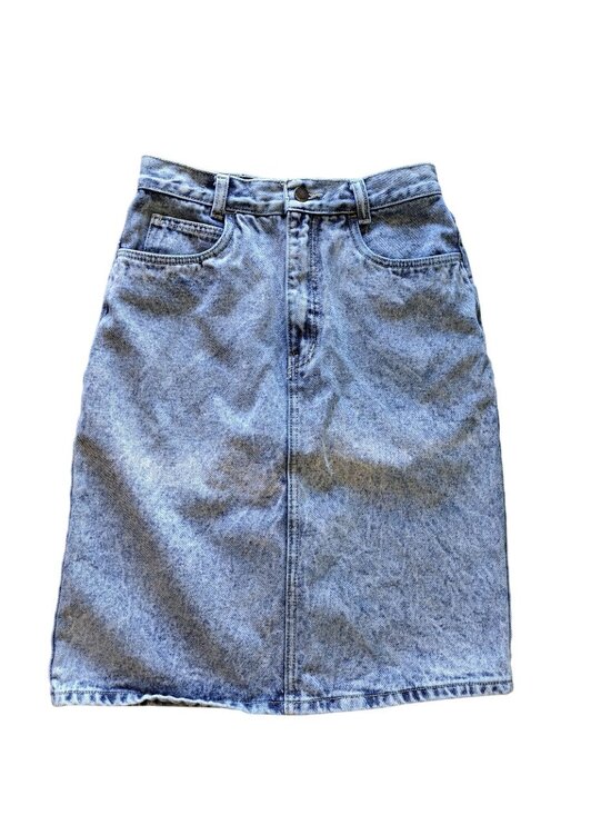 Sergio Dresses & Skirts - Vintage 80's Denim Skirt Sergio Diamond Stone Wash High Waist  Cotton Womens 26"